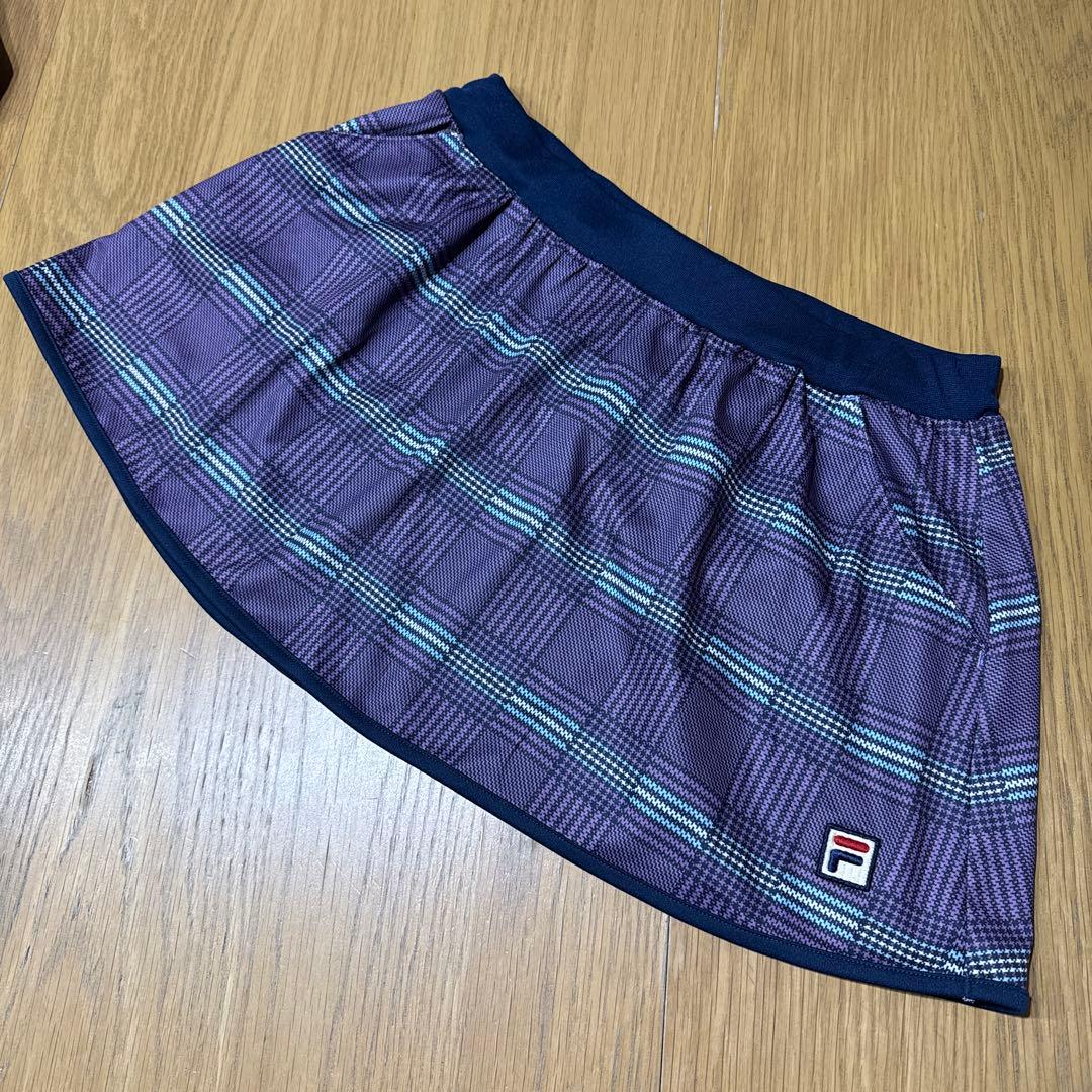希少 FILA テニスウェア スコート2点セット 紫系 チェック柄