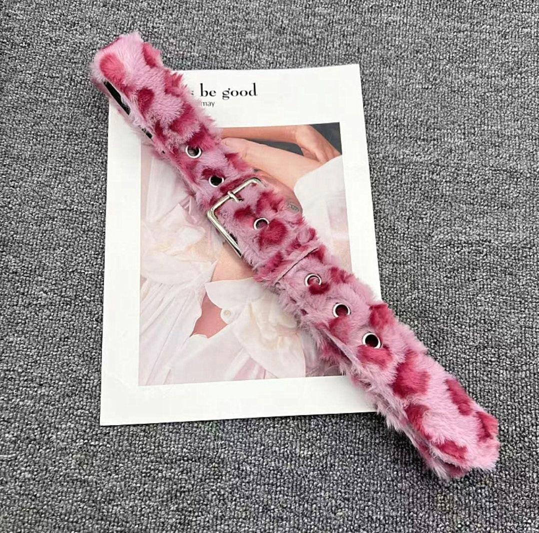 Y2K leopard fur belt AFB 豹柄 ピンク ベルト ファー - メルカリ