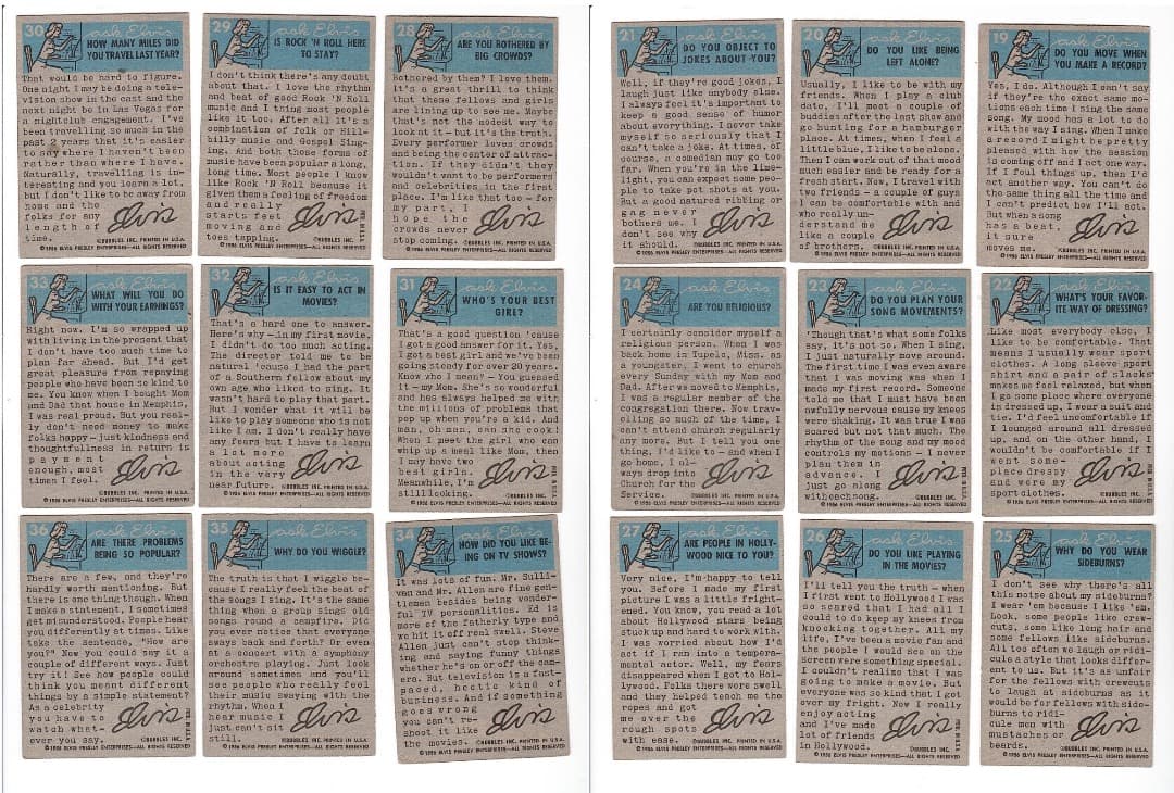 1956年 エルビス・プレスリー Elvis Toppsカード コンプリート!