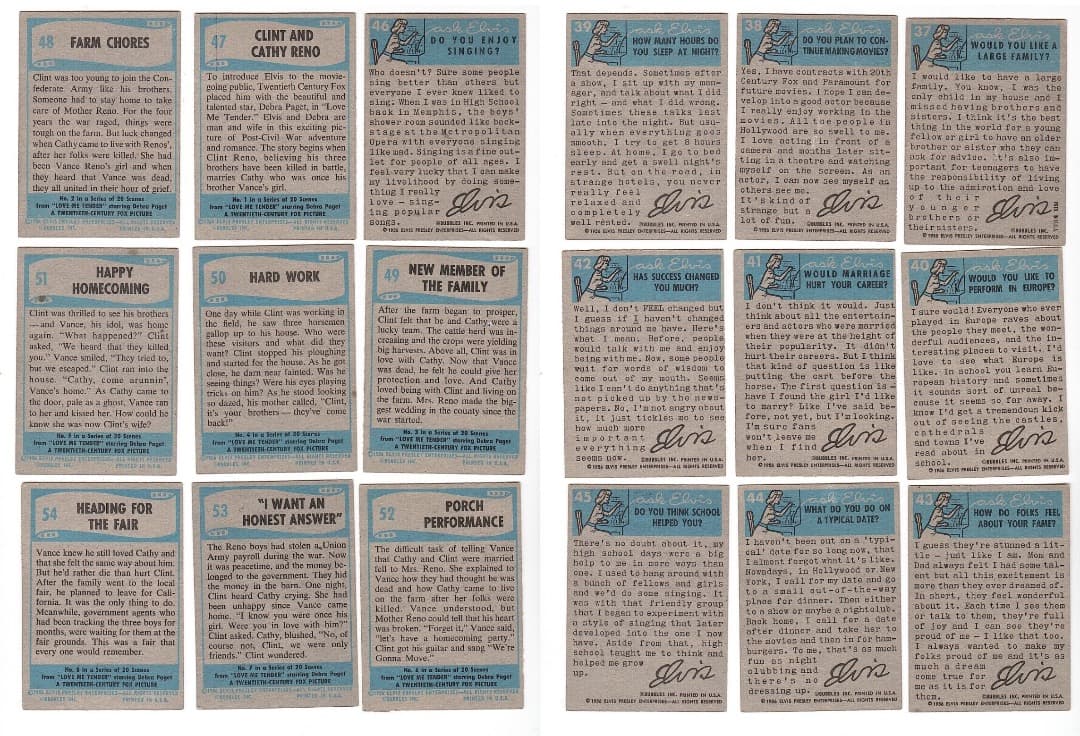 1956年 エルビス・プレスリー Elvis Toppsカード コンプリート!