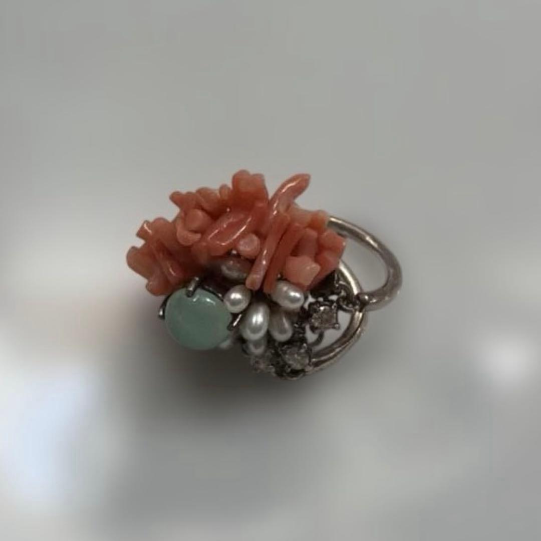 【祝日セール】 e.m.サンゴ　ジルコニア　リング リング(0202-AR26)