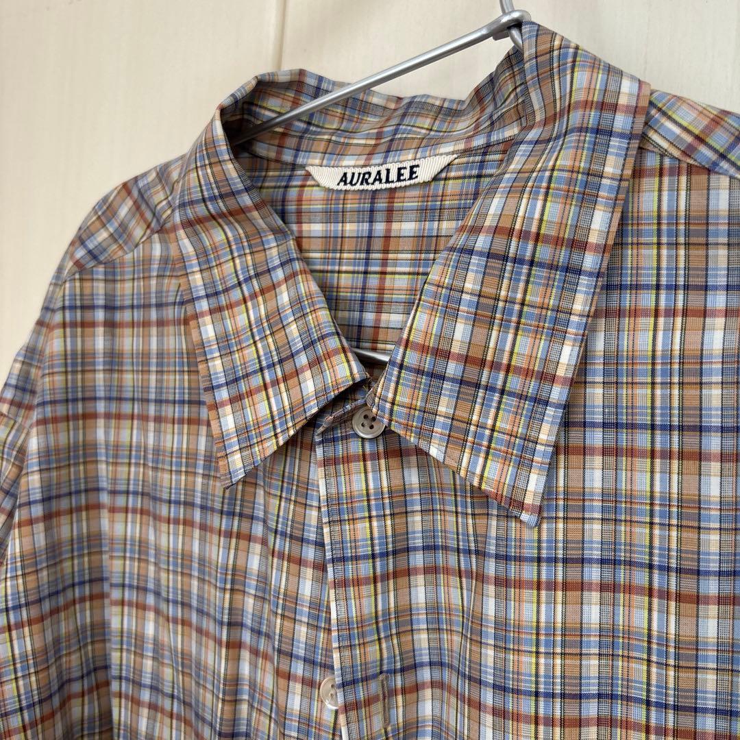 AURALEE オーラリー ウールチェックシャツ スーパーライトシャツ