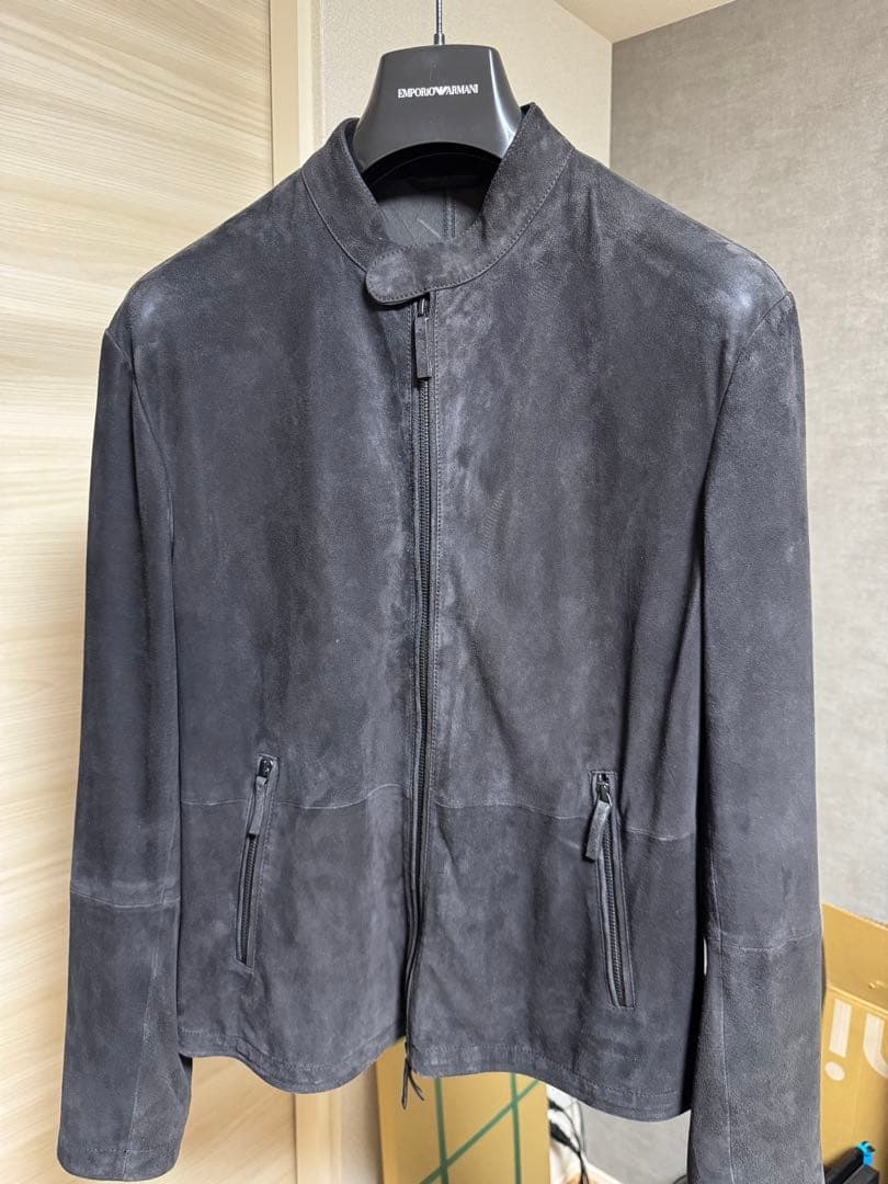 エンポリオアルマーニ ゴートスキン スエード シングルライダースジャケット スエード シングルライダースジャケット グレージュ – MINIMAL WARDROBE