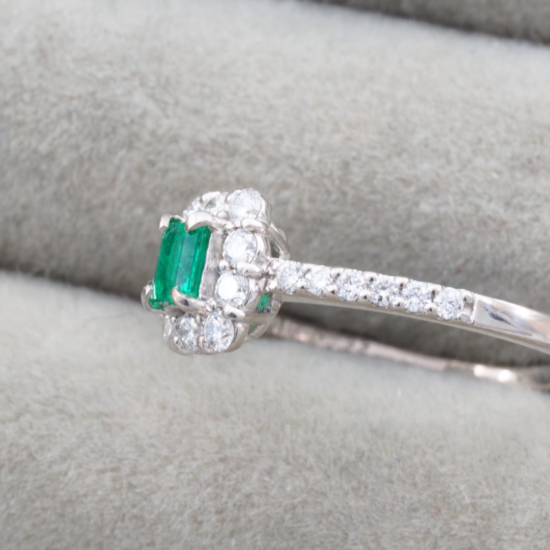 上質エメラルド 0.15ct ダイヤ 0.33ct リング 12号 Pt900