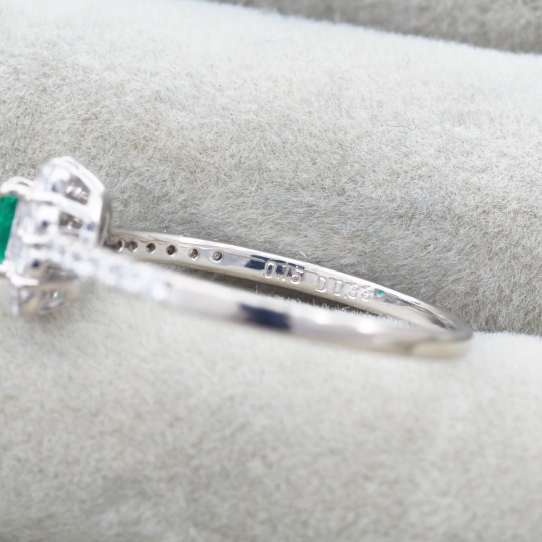 上質エメラルド 0.15ct ダイヤ 0.33ct リング 12号 Pt900