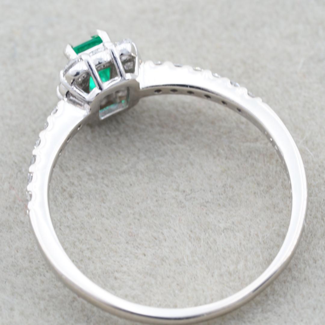 上質エメラルド 0.15ct ダイヤ 0.33ct リング 12号 Pt900
