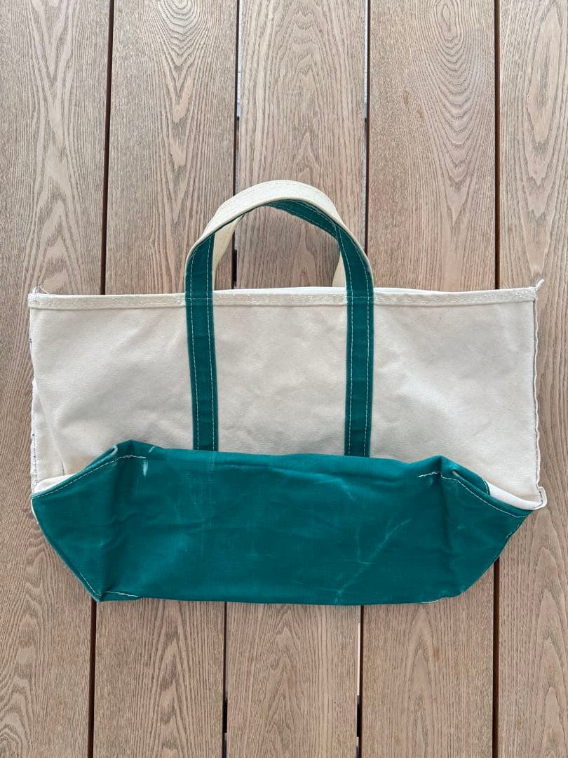90s L.L.Bean トートバッグ アイボリー/グリーン