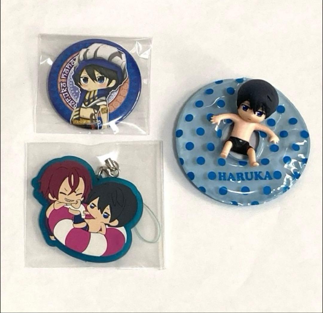 Free! 七瀬遙 ラバーストラップ キャラプカ フィギュア 缶バッジ