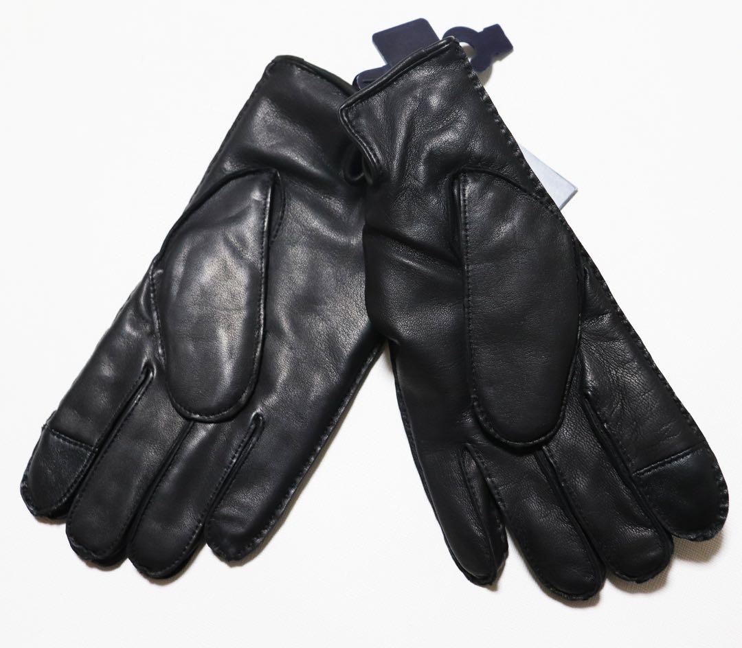 《ポロ ラルフローレン》未使用 3本線 裏地カシミヤ100% レザー手袋 M