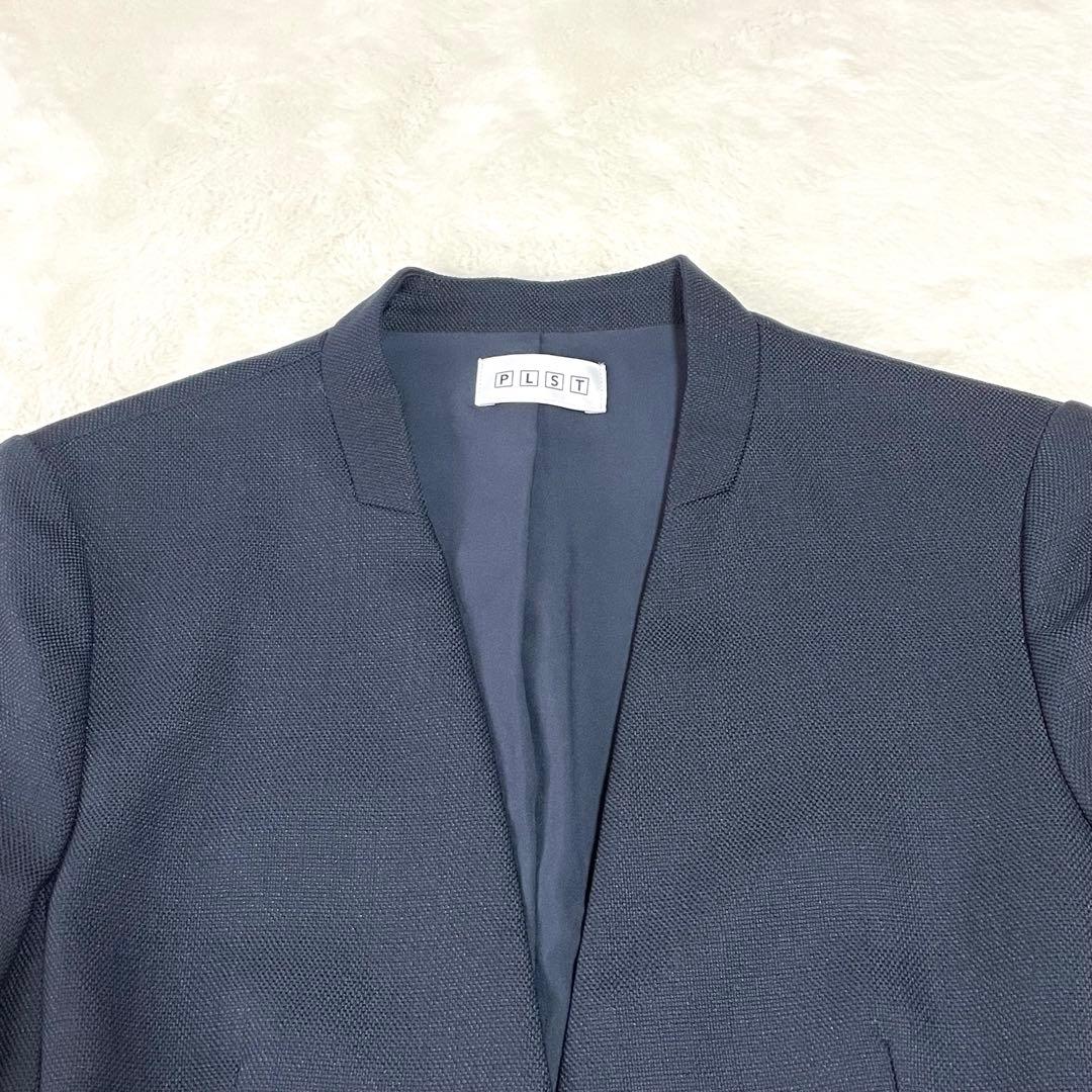 美品 PLST プラステ　ノーカラー　セットアップ　パンツスーツ　カノコ生地 M