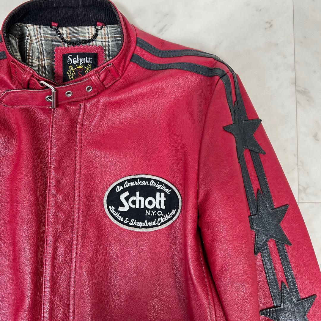 極美品》schott シングルライダース 100周年モデル 星条旗 牛革 M