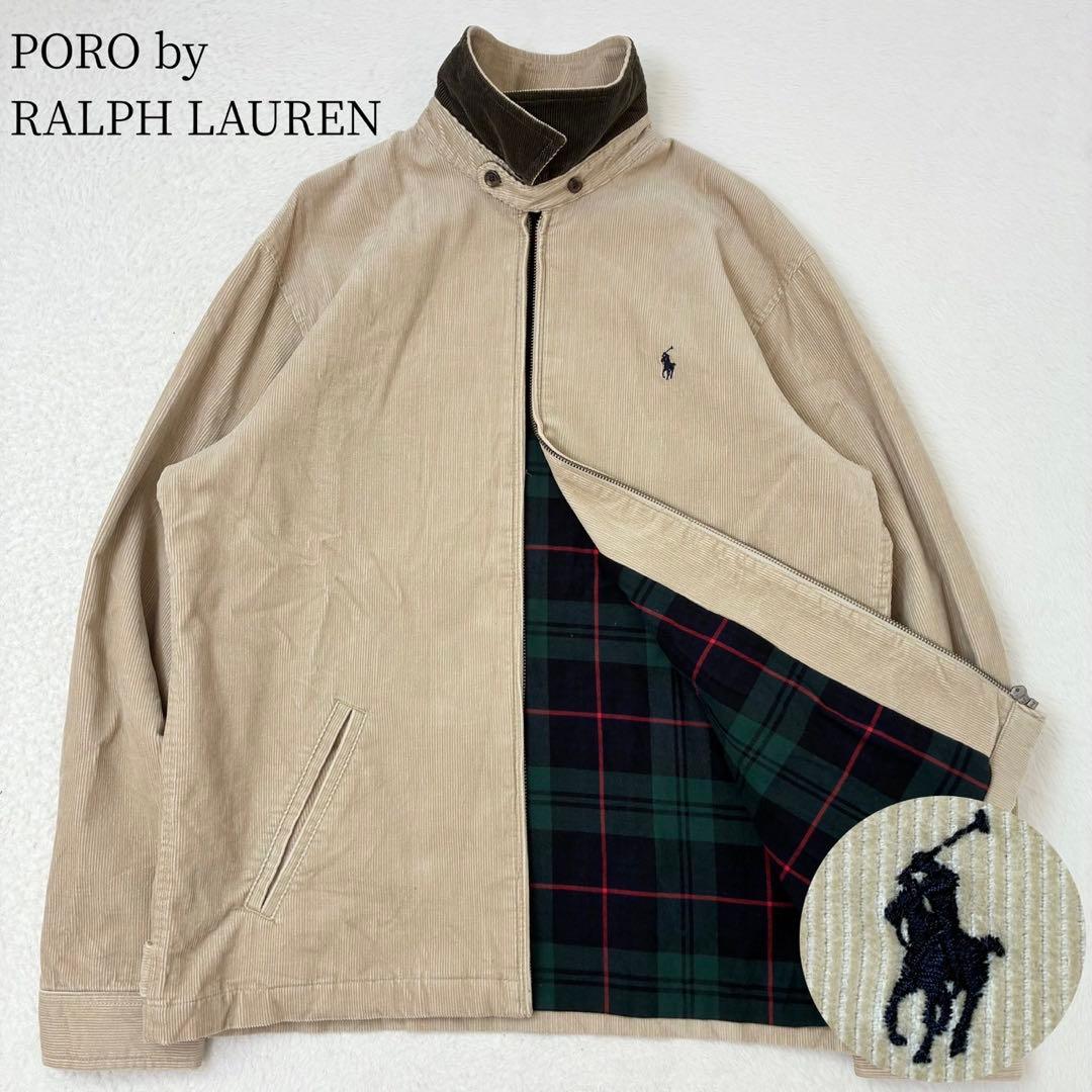 ポロバイラルフローレン　スウィングトップ　コーデュロイ　ベージュ　Mサイズ相当 POLO RALPH LAUREN - 90s ポロバイラルフローレン スイングトップ 襟