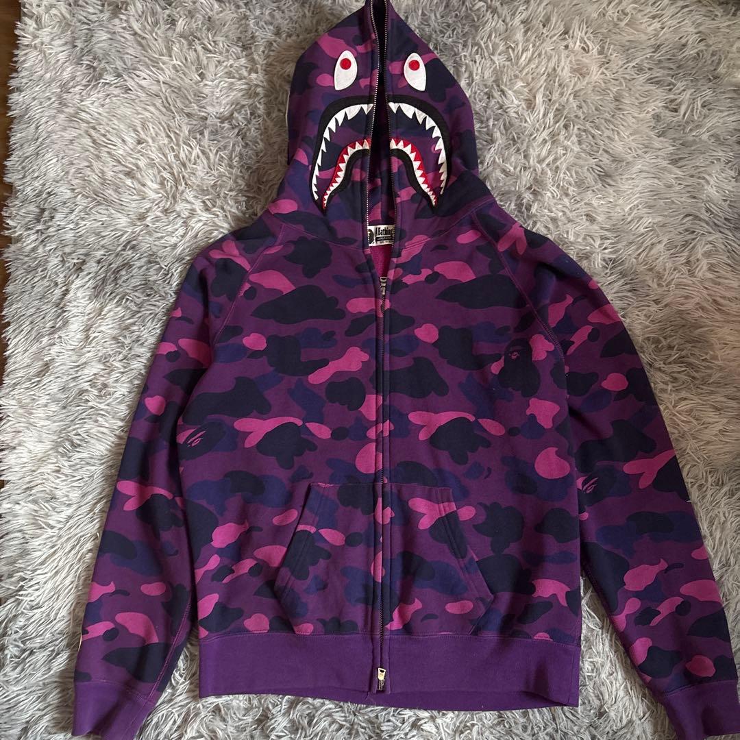 A BATHING APE 初期 希少 シャークパーカー フランケンタグ 紫 - メルカリ