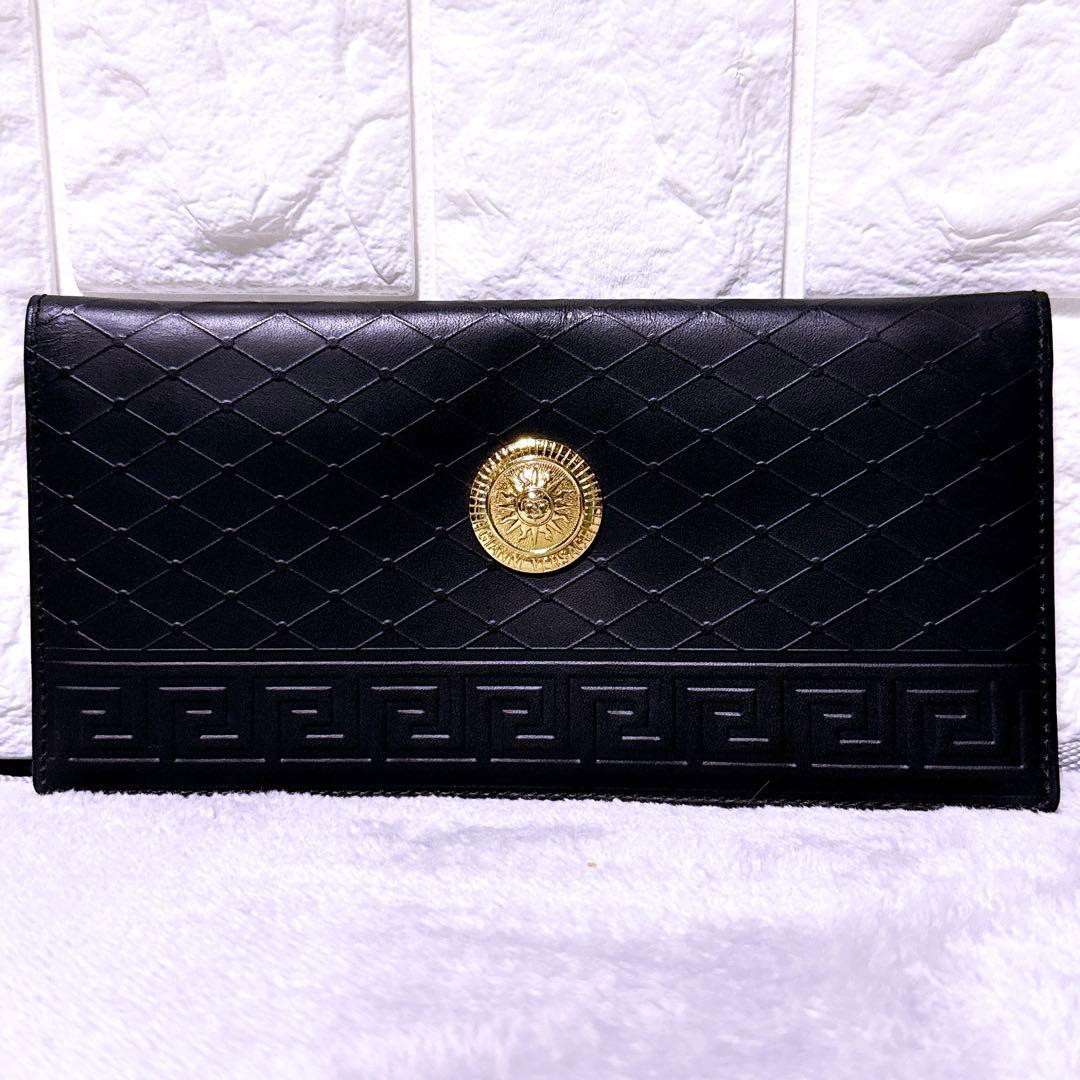 極美品】ジャンニヴェルサーチ 長財布 二つ折り 太陽神 シャドーロゴ