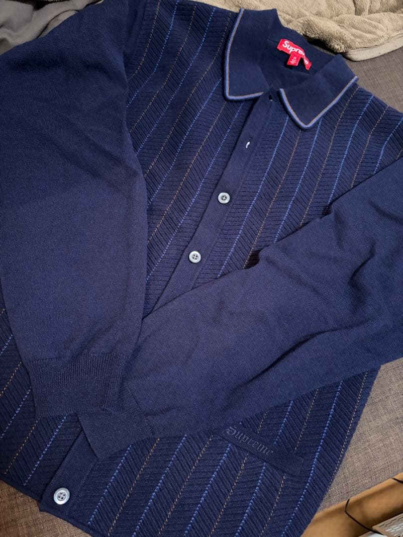 supreme Herringbone Cardigan navy M - メルカリ