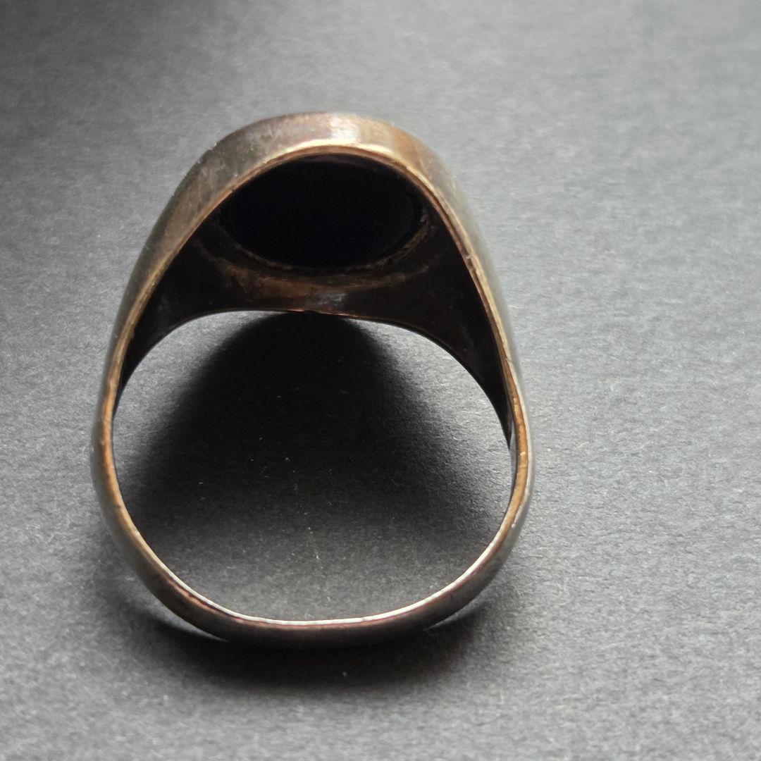 【至高の逸品】英国ヴィンテージ 20号 オニキスリング シルバー925 4.7g