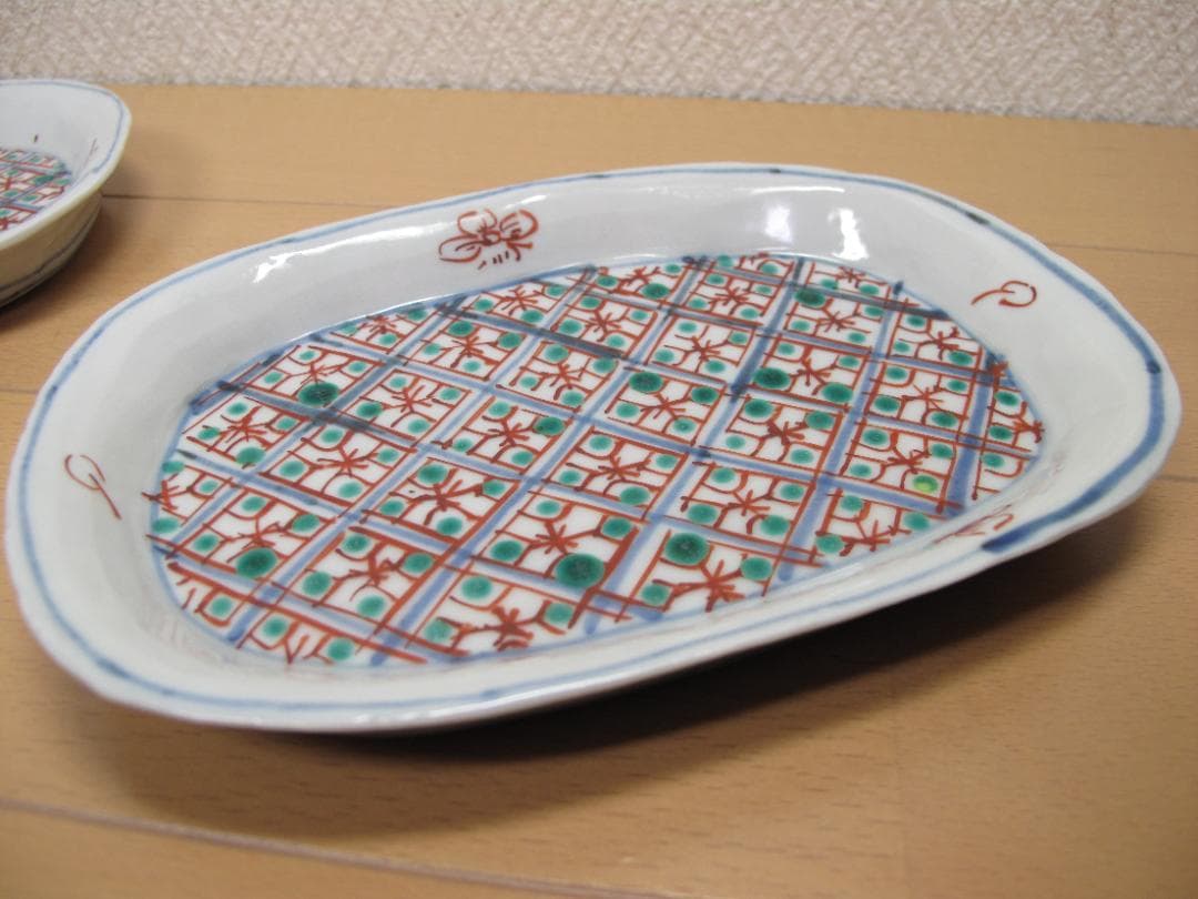 正木春蔵 色絵楕円皿 16.5cmX11cm ２枚セット