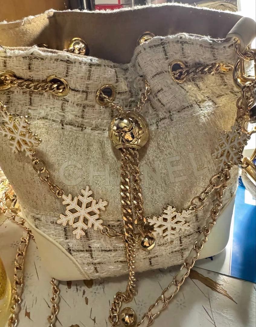 非売品 CHANEL ノベルティ 白 ツイード バケットバッグ 値下げ 箱付き