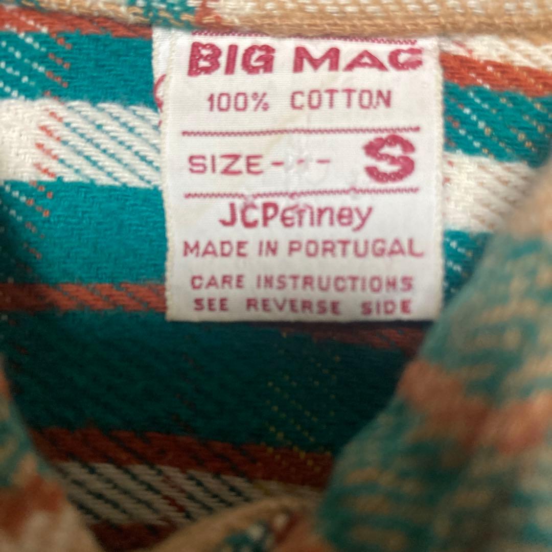 ビンテージ70s単色タグBIG MAC ネルシャツSビッグマック好配色チェック