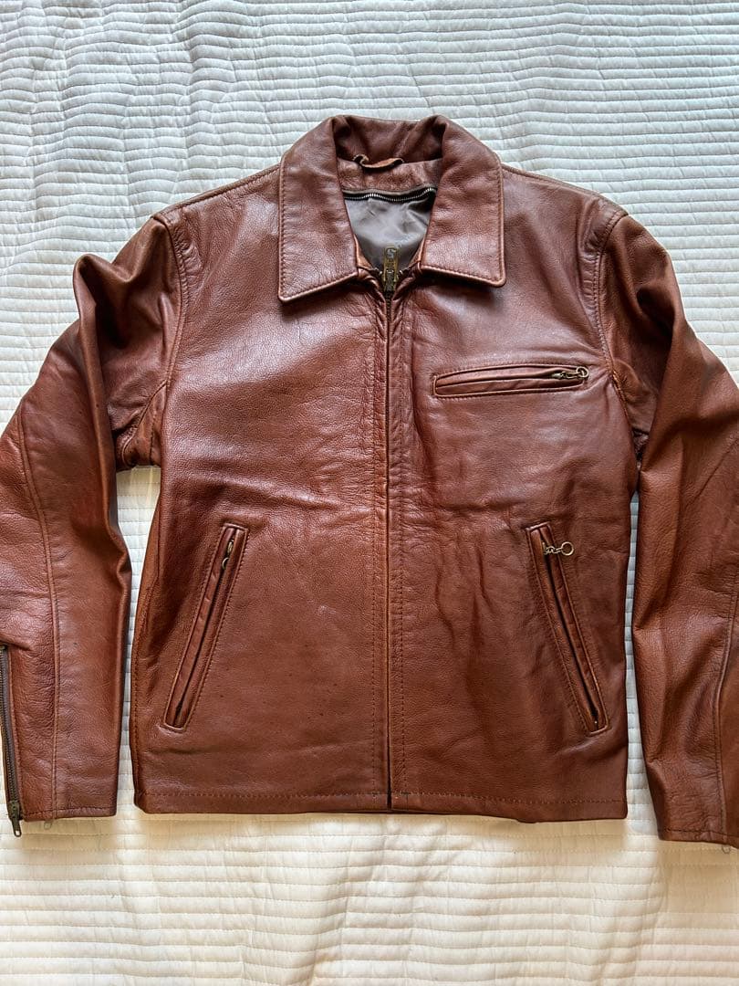 Schott ブラウンレザー シングルライダースジャケット 中古・古着通販】Schott (ショット) シングルライダースジャケット