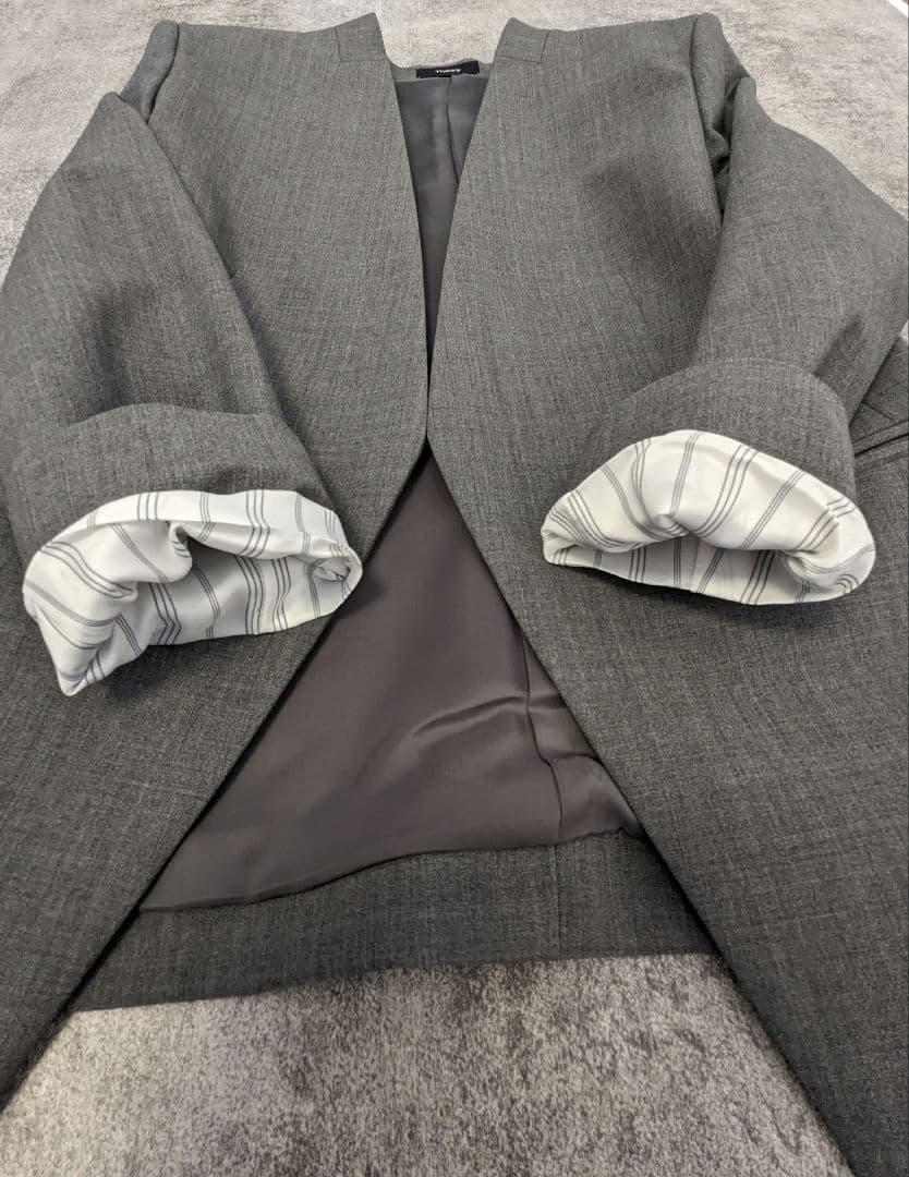 アップル様】Theory ジャケット＆パンツ ノーカラー セットアップ ☆美