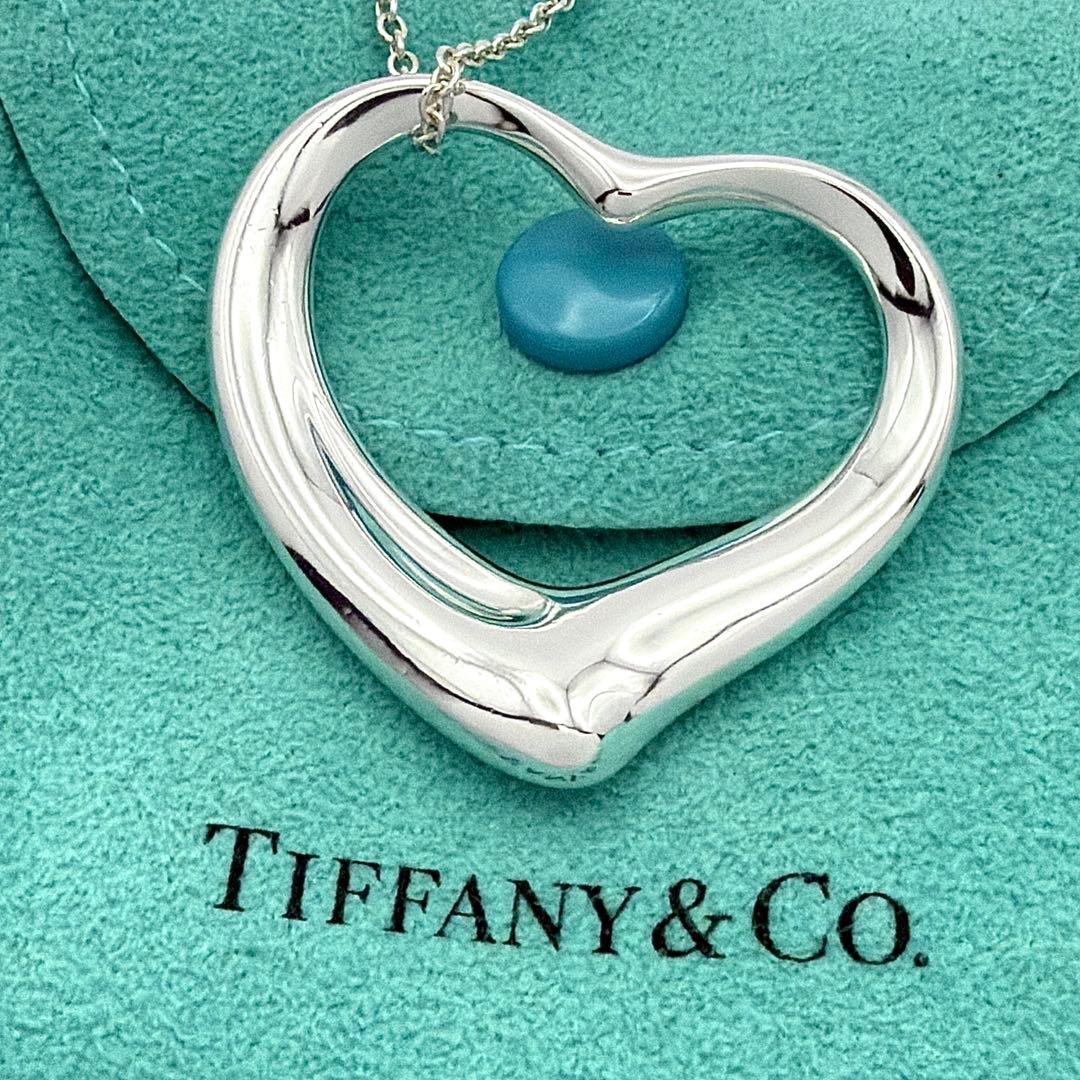 極美品 鏡面仕上 ティファニー オープンハート ネックレス XL ロング