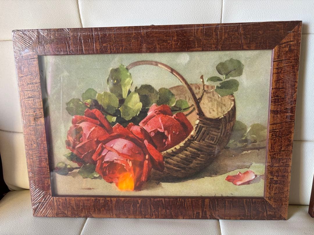 新春SALE‼️】イタリー製絵画3点セット 薔薇ウッドフレーム