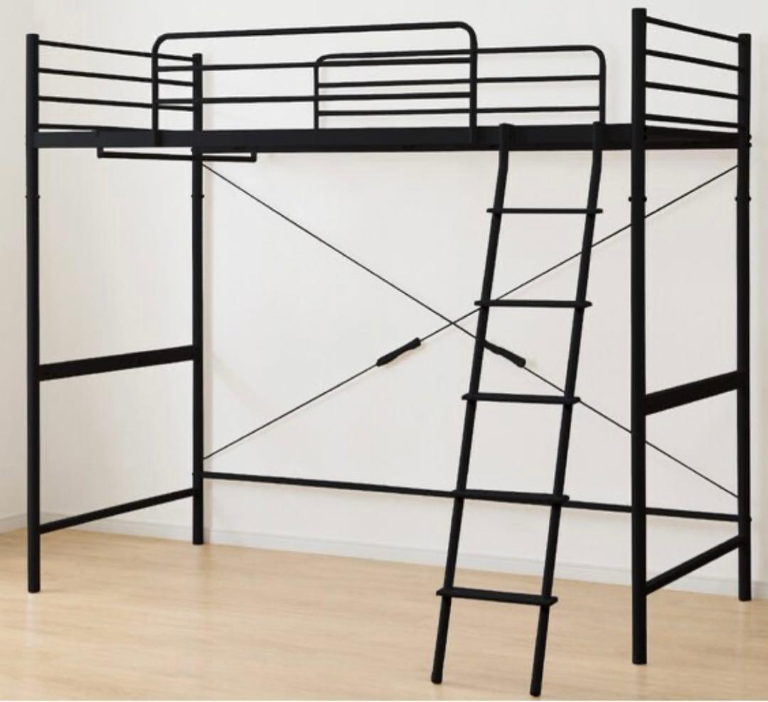 直接引き取り限定 二段ロフトベッド ブラック ニトリ - メルカリ