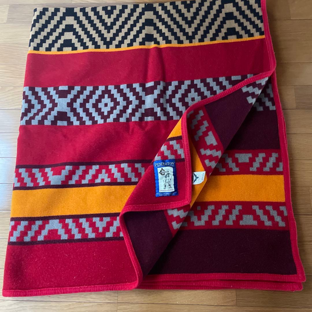 USAペンドルトンウールブランケット ビンテージ20's30's○PENDLETONネイティブ柄ウールブランケット約186cm