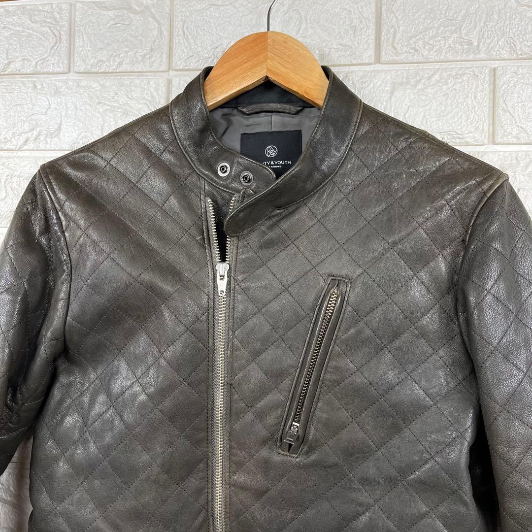 ユナイテッドアローズ ラムレザー キルティング シングル レザー