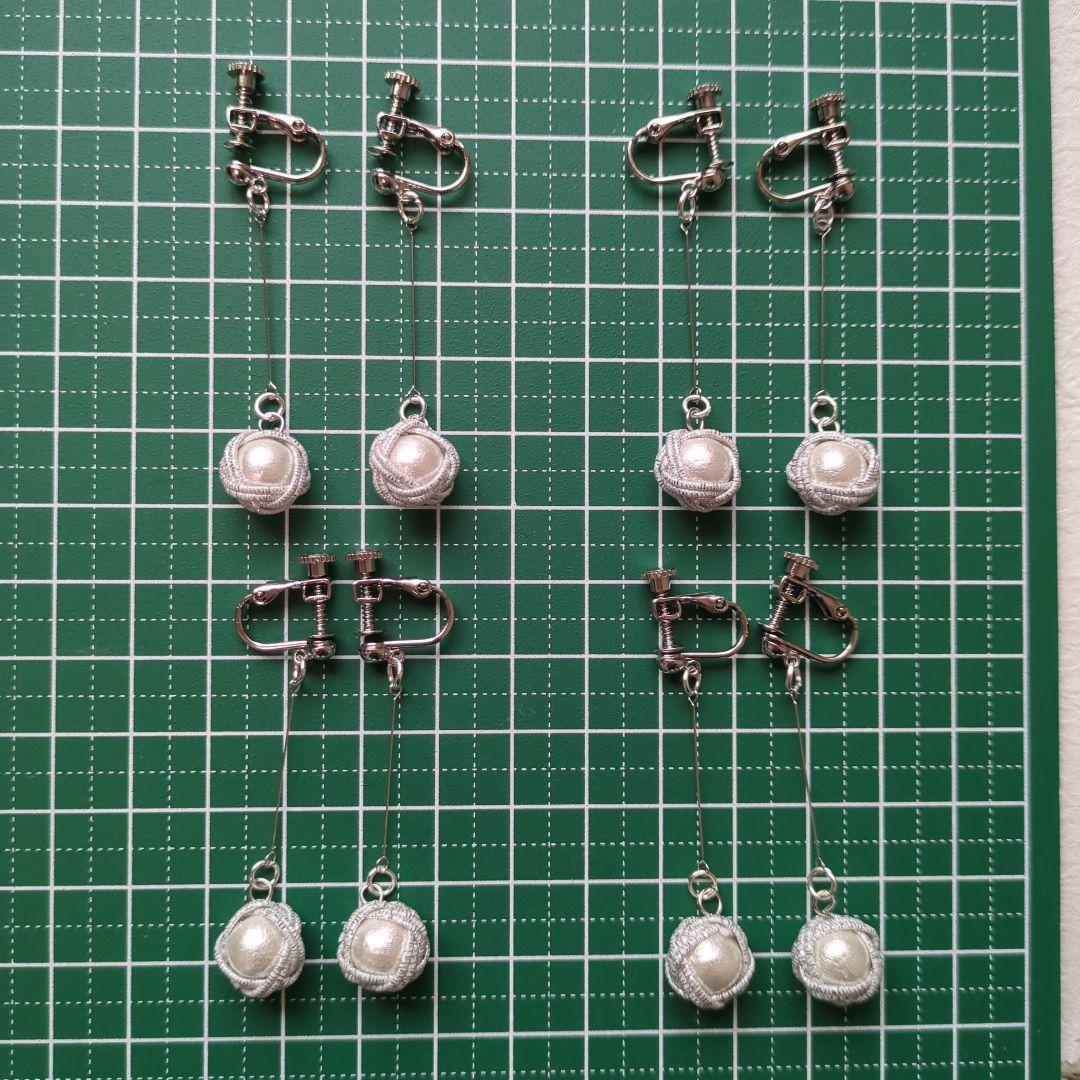 《shoco》水引イヤリング　玉結びとコットンパール