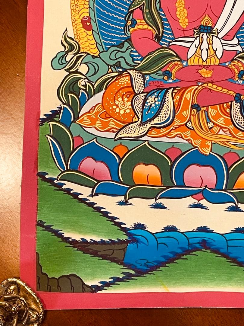 《手描き肉筆画》阿弥陀如来 タンカ 曼荼羅 チベット密教 仏画 a1 仏教美術