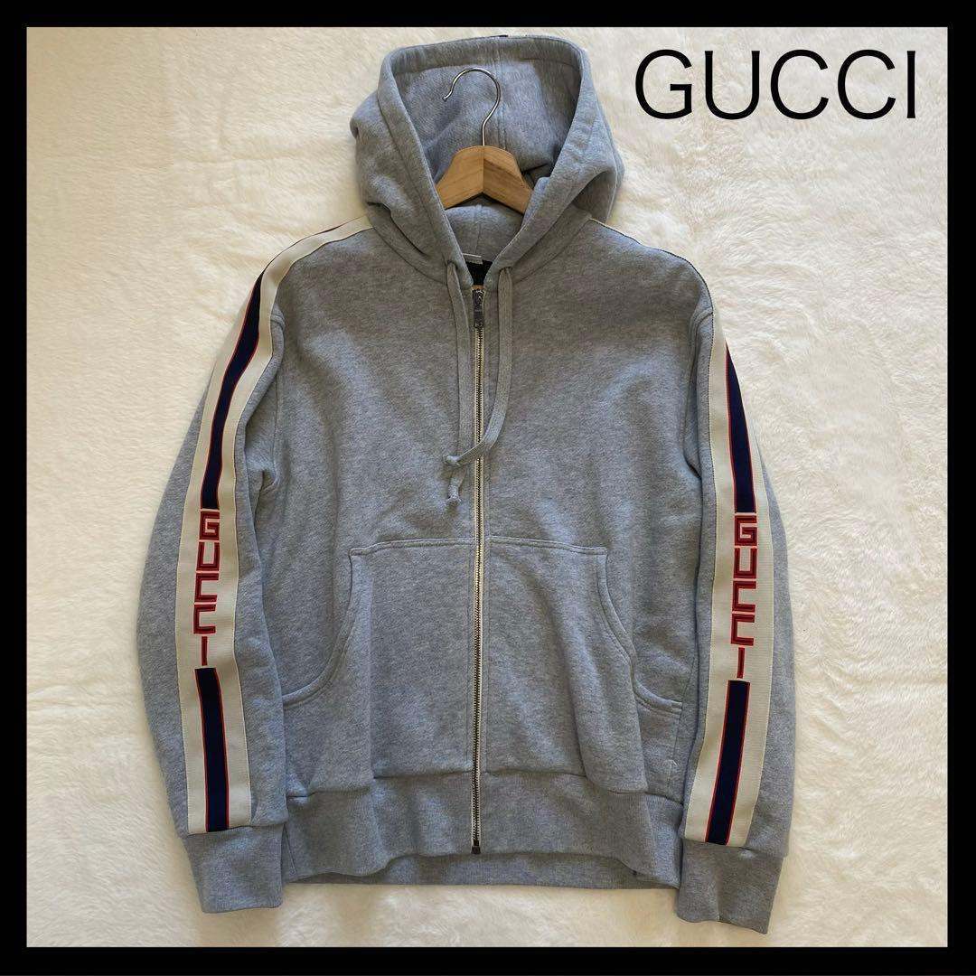 GUCCI テクニカルライン ロゴ フルジップ スウェット パーカー グレー 中古・古着通販】GUCCI (グッチ) テクニカルラインジップパーカー