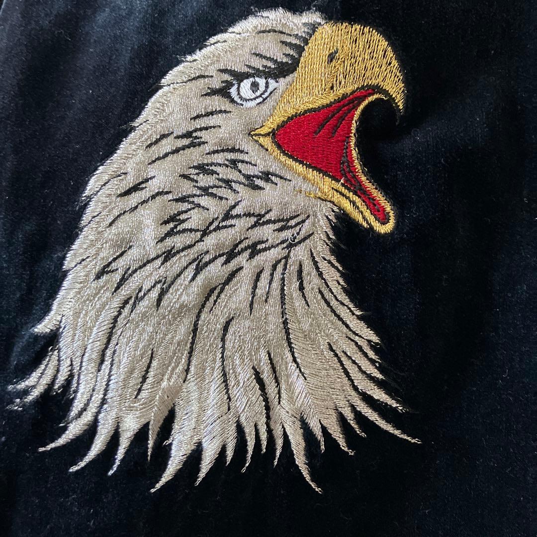 LONDON F.B. スカジャン 鷹 龍 ベロア 別珍 黒 ビンテージ - メルカリ