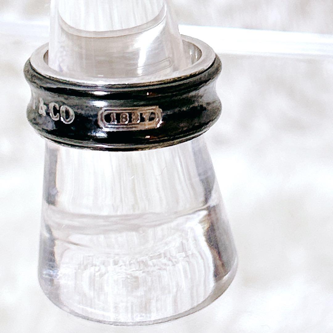 ティファニー 1837 ナロー リング ブラックチタン シルバー 指輪 16号