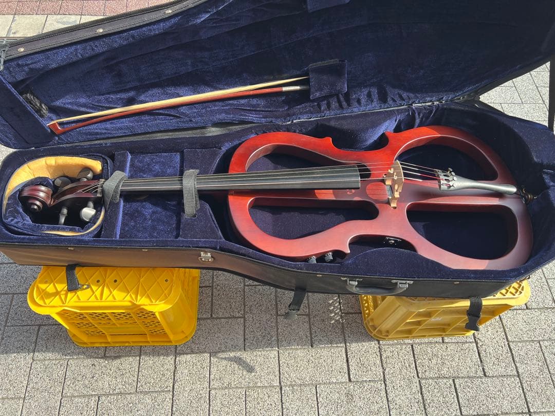 【弓・収納袋付き】エレクトリックチェロ サイレントチェロ 木製 梱包頼める便 弓・収納袋付き】エレクトリックチェロ サイレントチェロ 木製 匿名