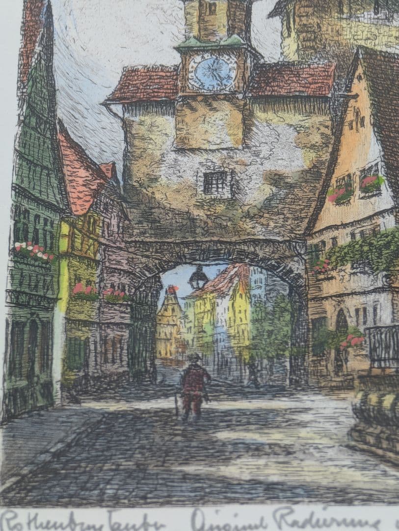 ドイツの E. Geissendorfer作 ローテンブルク 時計塔