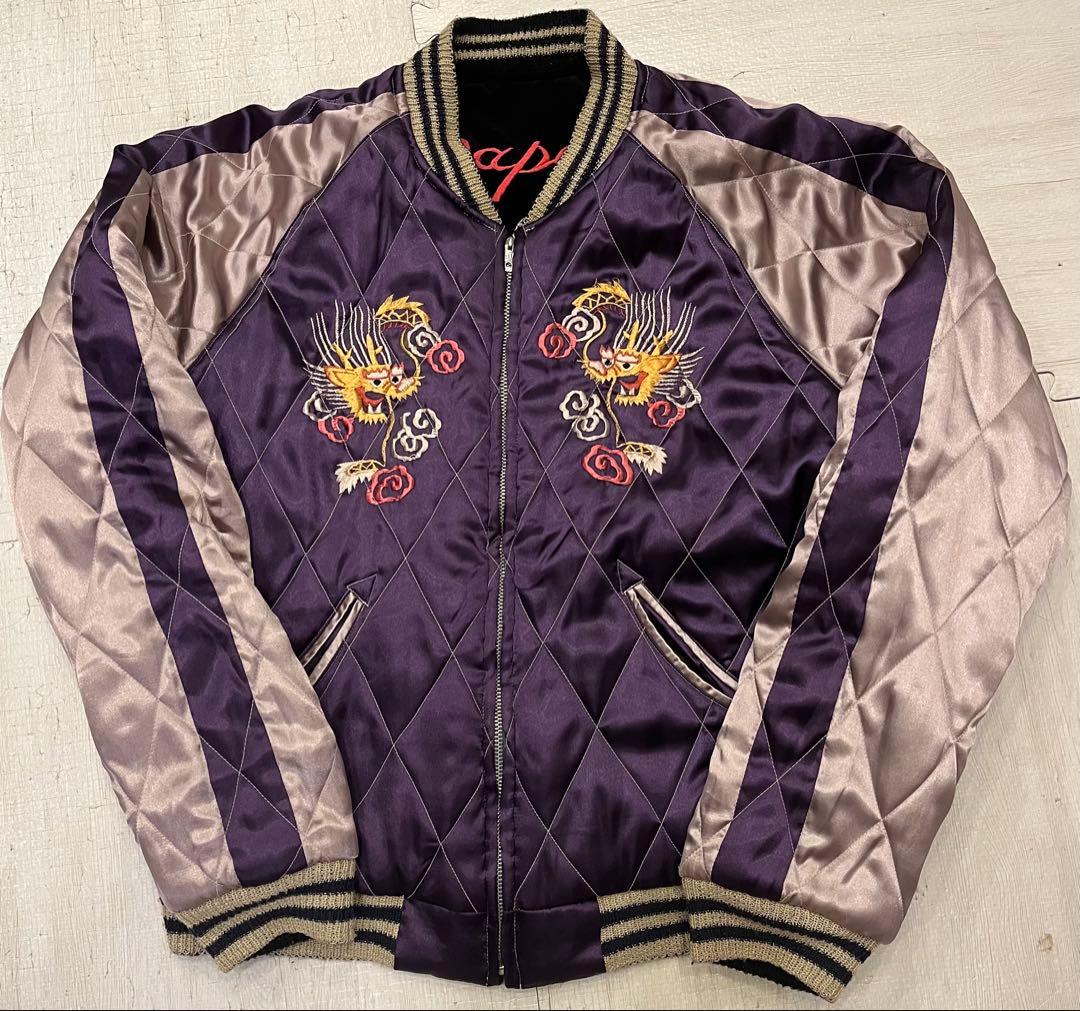 別珍 テーラー東洋 スカジャン 黒×紫 鹿 龍 富士 日本地図 アラスカ