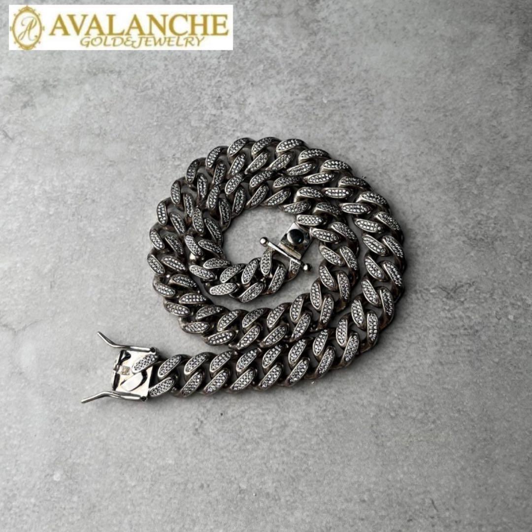 は*き様 AVALANCHE シルバー925 マイアミチェーン ネックレス 喜平 シルバー マイアミネックレス 幅9mm 45cm-60cm 250KDO2-CHC