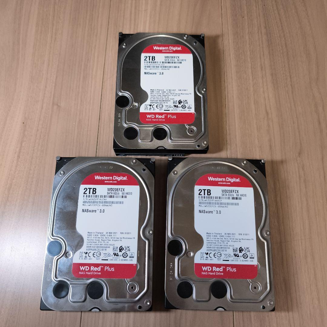 WD Red Plus 2TB WD20EFZX 3台セット Amazon | WD20EFZX [WD Red Plus（2TB 3.5インチ SATA 6G 5400rpm
