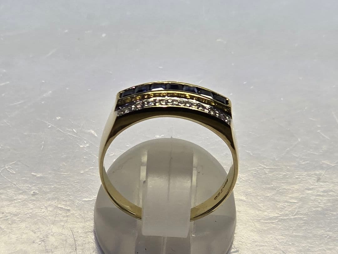 サファイア0.35 ダイヤ0.18 750【K18】3.9g 15号 リング