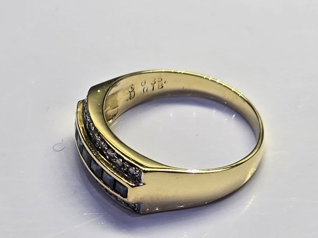 サファイア0.35 ダイヤ0.18 750【K18】3.9g 15号 リング