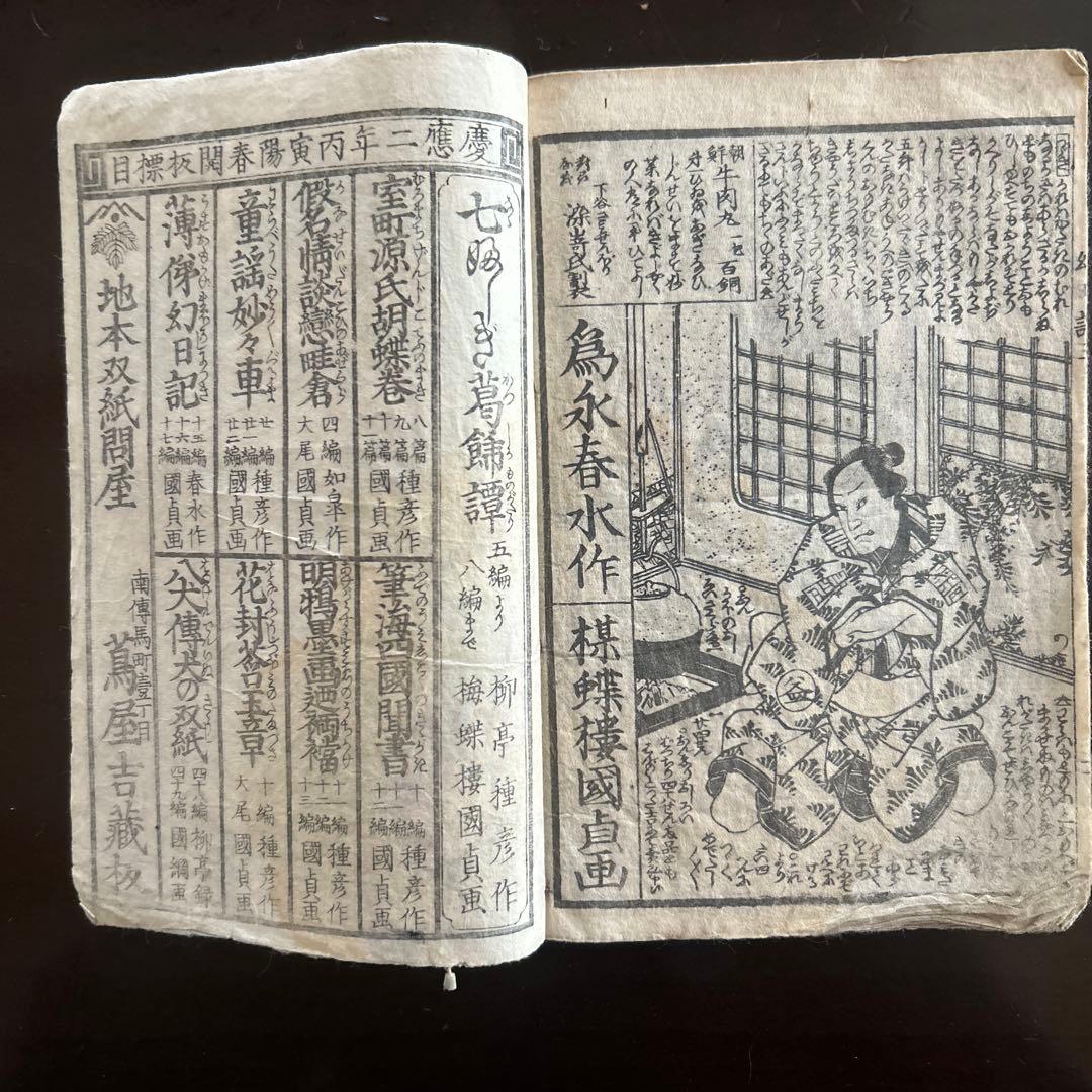 【大昔の絵本】薄俤幻日記（うすおもかげまぼろしにっき）草双紙江戸期3編上下巻2冊