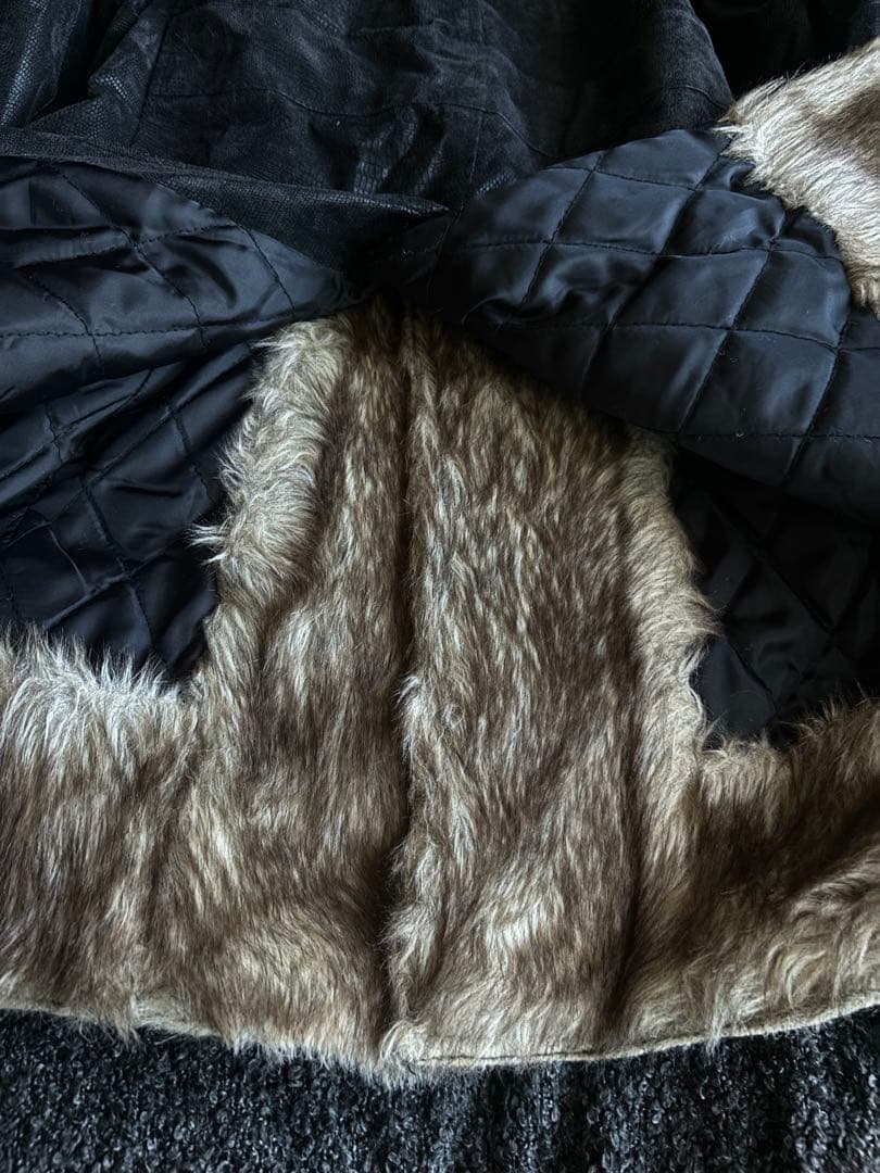 00s semantic design 黒蛇 fur long coat