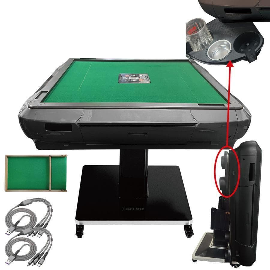 全自動 麻雀卓 ガラス製脚 折りたたみ 静音 テーブルボード付（黒：28mm）