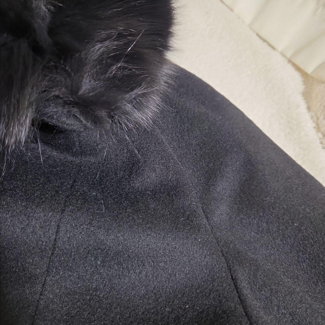 Impresi ロングコート カシミヤ100 黒 フォックス L ジャケット