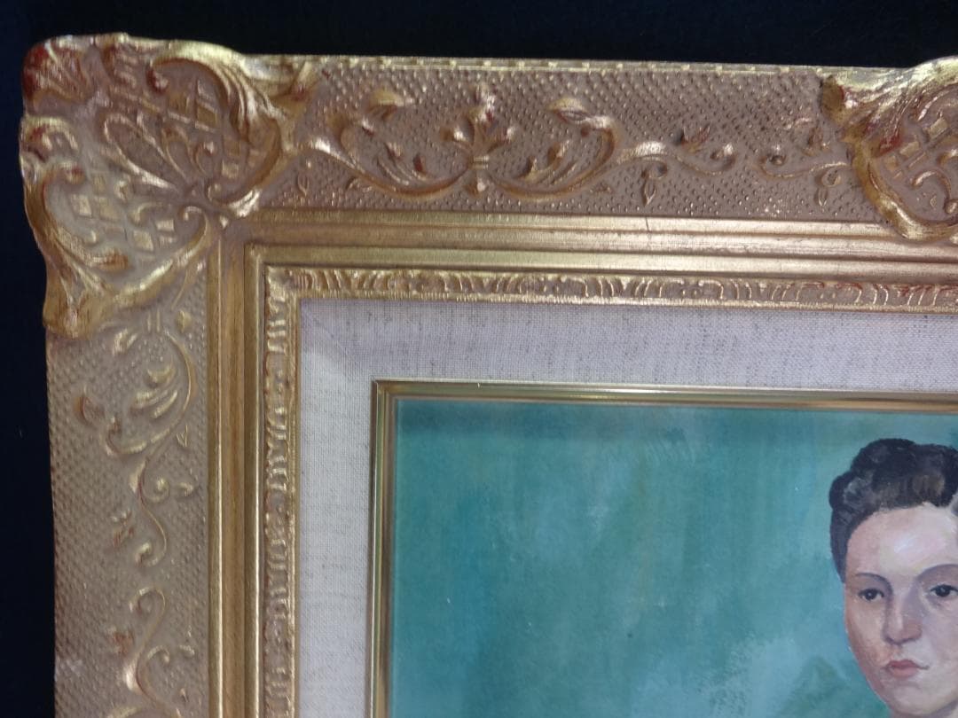 小磯良平 貴婦人・高級額装・肉筆 油彩画・美人画・印刷や写真ではない