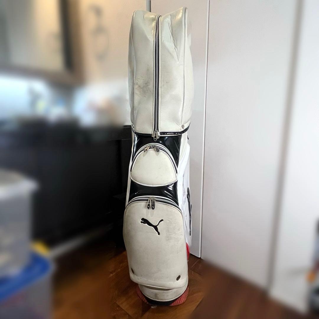 練習用・着払い】PUMA キャディバッグ ホワイト×レッド｜傷汚れあり