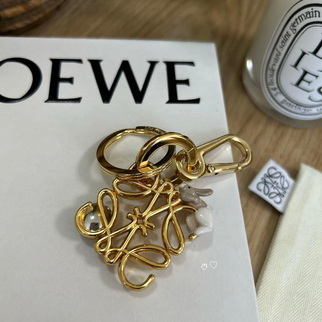 LOEWEロエベ スナフジタ うさぎアナグラムチャーム キーリングホルダー