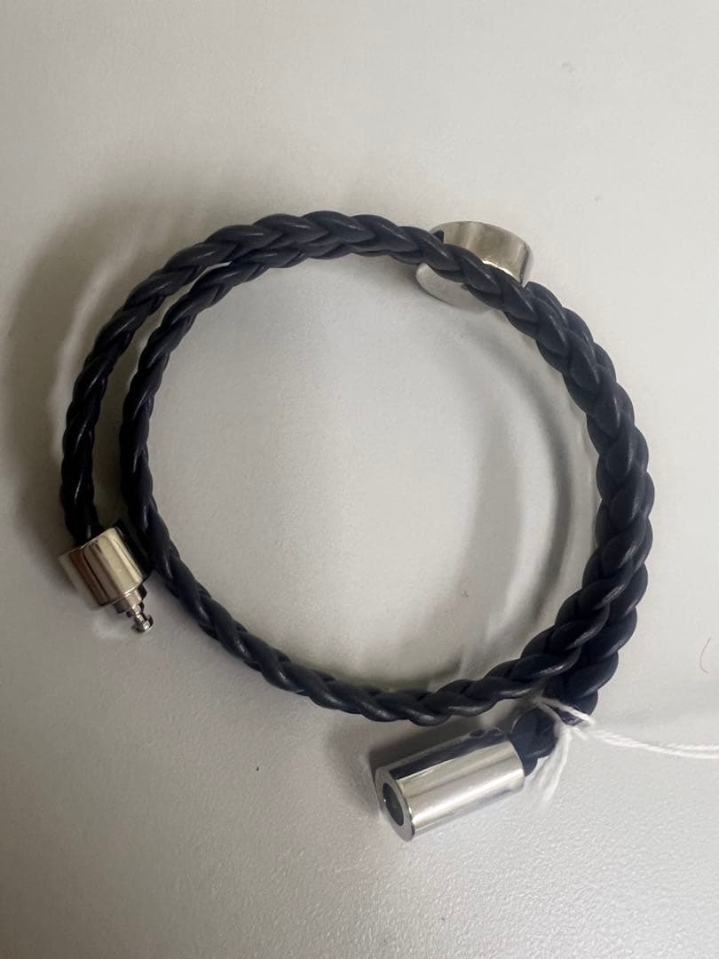 BULGARI ダークブルー 編み込みレザーブレスレット - メルカリ